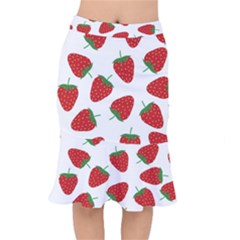 Seamless Pattern Fresh Strawberry Short Mermaid Skirt by Bangk1t