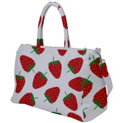 Seamless Pattern Fresh Strawberry Duffel Travel Bag by Bangk1t