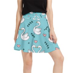 Elegant Swan Pattern Design Waistband Skirt by Bangk1t