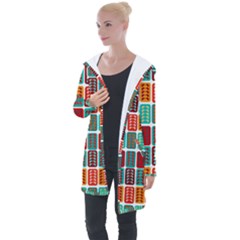 Bricks Abstract Seamless Pattern Longline Hooded Cardigan by Bangk1t