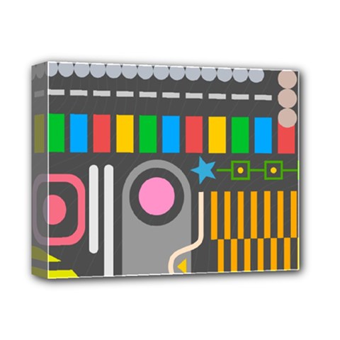 Pattern Geometric Abstract Colorful Arrow Line Circle Triangle Deluxe Canvas 14  X 11  (stretched) by Bangk1t