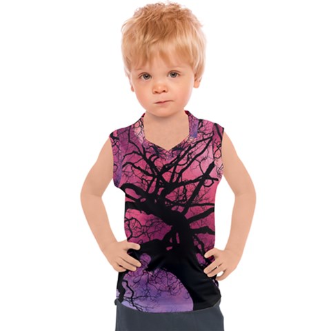 Trees Silhouette Sky Clouds Sunset Kids  Sport Tank Top by Bangk1t