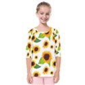 Sunflower Flower Seamless Kids  Quarter Sleeve Raglan Tee View1