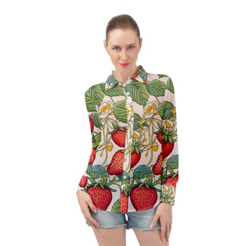 Strawberry Fruit Long Sleeve Chiffon Shirt by Amaryn4rt