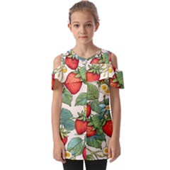 Strawberry Fruit Fold Over Open Sleeve Top by Amaryn4rt