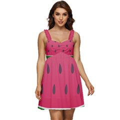 Watermelon Fruit Summer Red Fresh Food Healthy Ruffle Strap Babydoll Chiffon Dress by pakminggu