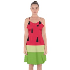 Watermelon Fruit Food Healthy Vitamins Nutrition Ruffle Detail Chiffon Dress by pakminggu