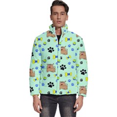 Dog Pattern Seamless Blue Background Scrapbooking Men s Puffer Bubble Jacket Coat by pakminggu