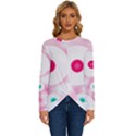 Wallpaper Pink Long Sleeve Crew Neck Pullover Top View1