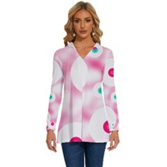 Wallpaper Pink Long Sleeve Drawstring Hooded Top by Luxe2Comfy