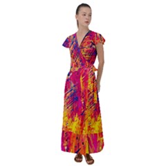 Various Colors Flutter Sleeve Maxi Dress by artworkshop