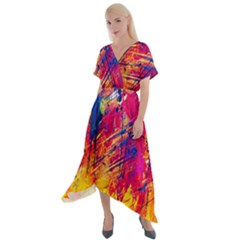 Various Colors Cross Front Sharkbite Hem Maxi Dress by artworkshop