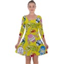 Robot Pattern Quarter Sleeve Skater Dress View1