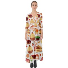 Dessert And Cake For Food Pattern Button Up Boho Maxi Dress by Grandong