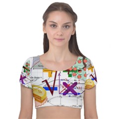 Mathematics Formula Physics School Velvet Short Sleeve Crop Top  by Grandong