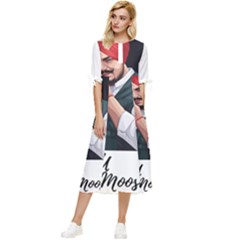 Moosewala Bow Sleeve Chiffon Midi Dress by Mayank