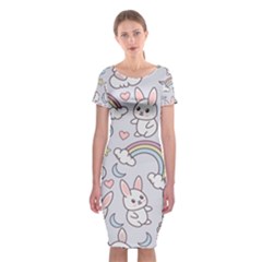 Seamless-pattern-with-cute-rabbit-character Classic Short Sleeve Midi Dress by pakminggu