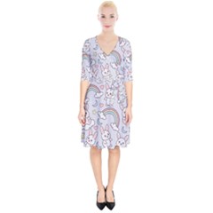 Seamless-pattern-with-cute-rabbit-character Wrap Up Cocktail Dress by pakminggu