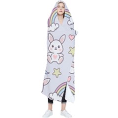 Seamless-pattern-with-cute-rabbit-character Wearable Blanket by pakminggu