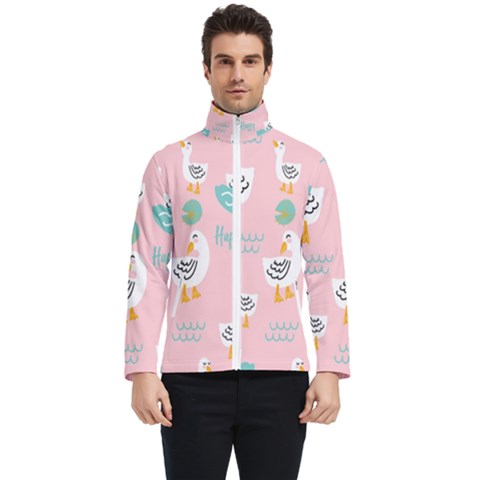 Cute Happy Duck Gift Card Design Seamless Pattern Template Men s Bomber Jacket by pakminggu