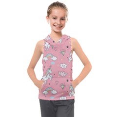 Cute-unicorn-seamless-pattern Kids  Sleeveless Hoodie by pakminggu