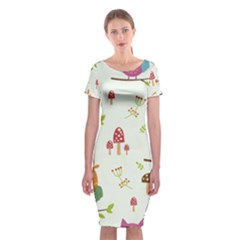 Forest-seamless-pattern-with-cute-owls Classic Short Sleeve Midi Dress by pakminggu