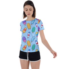 Cute-kawaii-ice-cream-seamless-pattern Back Circle Cutout Sports Tee by pakminggu
