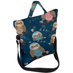 Seamless-pattern-owls-dreaming Fold Over Handle Tote Bag by pakminggu