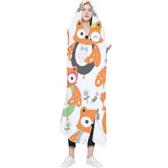 Cute-colorful-owl-cartoon-seamless-pattern Wearable Blanket by pakminggu