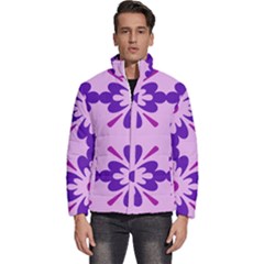 Pink And Purple Flowers Pattern Men s Puffer Bubble Jacket Coat by shoopshirt