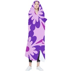 Pink And Purple Flowers Pattern Wearable Blanket by shoopshirt