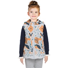 Pattern Flowers Design Nature Kids  Hooded Puffer Vest by uniart180623