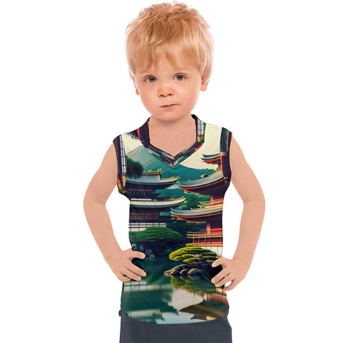 Japan Mount Fuji Japanese Kids  Sport Tank Top by uniart180623