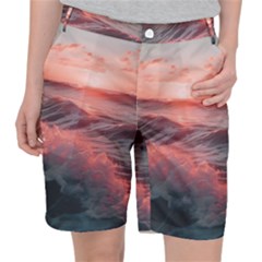 Ocean Waves Sunset Women s Pocket Shorts by uniart180623