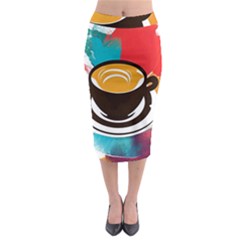 Coffee Tea Cappuccino Midi Pencil Skirt by uniart180623