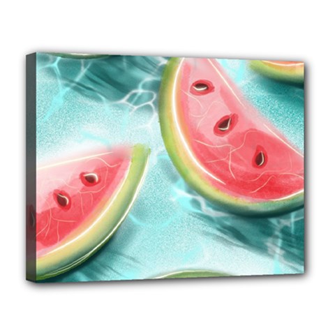 Watermelon Fruit Juicy Summer Heat Canvas 14  X 11  (stretched) by uniart180623