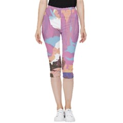 Pink Mountains Grand Canyon Psychedelic Mountain Inside Out Lightweight Velour Capri Leggings  by uniart180623