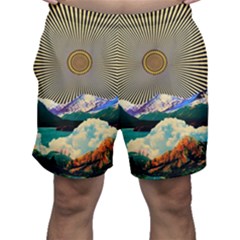 Surreal Art Psychadelic Mountain Men s Shorts by uniart180623