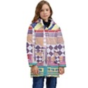 Abstract Shapes Colors Gradient Kids  Hooded Longline Puffer Jacket View1