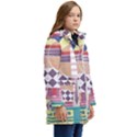 Abstract Shapes Colors Gradient Kids  Hooded Longline Puffer Jacket View2