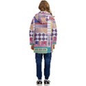 Abstract Shapes Colors Gradient Kids  Hooded Longline Puffer Jacket View4