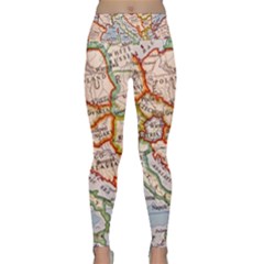 Vintage World Map Europe Globe Country State Lightweight Velour Classic Yoga Leggings by Grandong