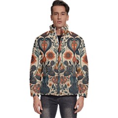 Flower Leaves Floral Men s Puffer Bubble Jacket Coat by pakminggu