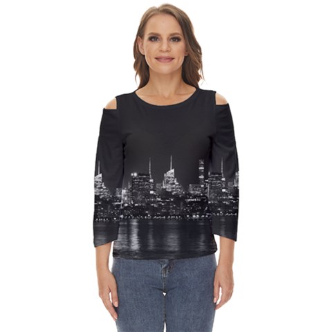 New York Skyline Cut Out Wide Sleeve Top by Bedest