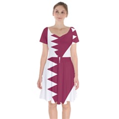 Heart-love-flag-qatar Short Sleeve Bardot Dress by Bedest