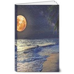 Beautiful Moon Nigh Sky Stars 8  X 10  Softcover Notebook by Cowasu