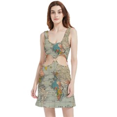 Vintage World Map Velour Cutout Dress by pakminggu