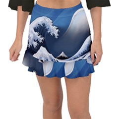 The Great Wave Off Kanagawa Fishtail Mini Chiffon Skirt by pakminggu