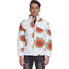 Seamless Background Pattern With Watermelon Slices Men s Puffer Bubble Jacket Coat by pakminggu