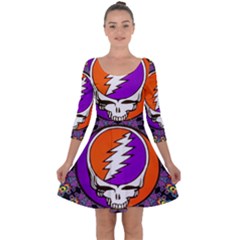 Gratefuldead Grateful Dead Pattern Quarter Sleeve Skater Dress by Cowasu